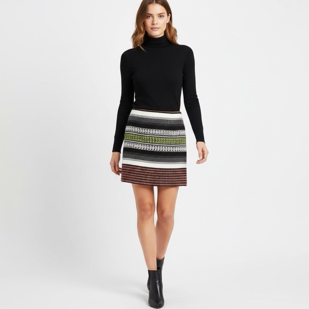 Maje Wool Blend Jupe Imprime Serape Southwestern Skirt $260 38/6